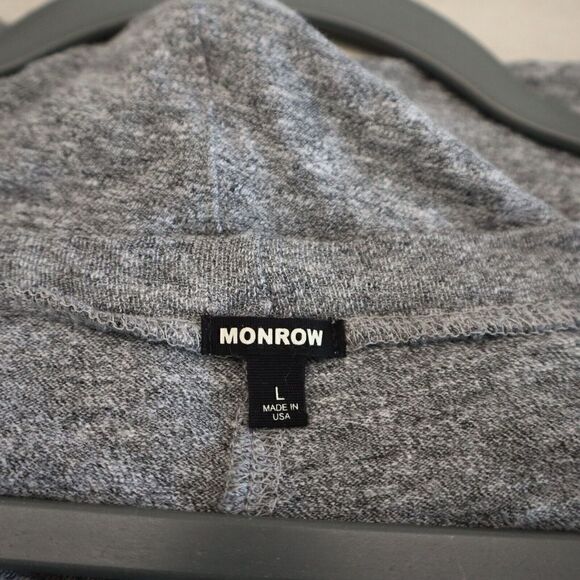 Monrow HT218MHJ Women Sz L Gray Textured Tri-Blend Relaxed V Neck Tee Shirt - Picture 5 of 8